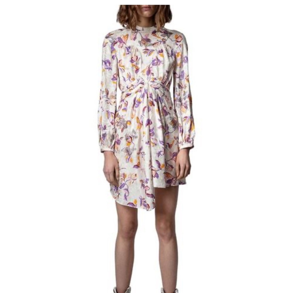 Zadig Voltaire Floral and Embellished Print Long Sleeve Dress